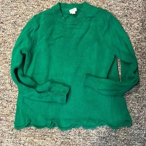 J.crew green crew neck sweater